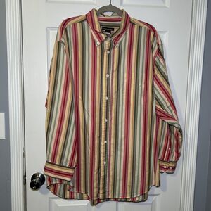 Stäte·ments Shirt Men's 2XL Multicolor Stripe Button Down Long Sleeve Cotton